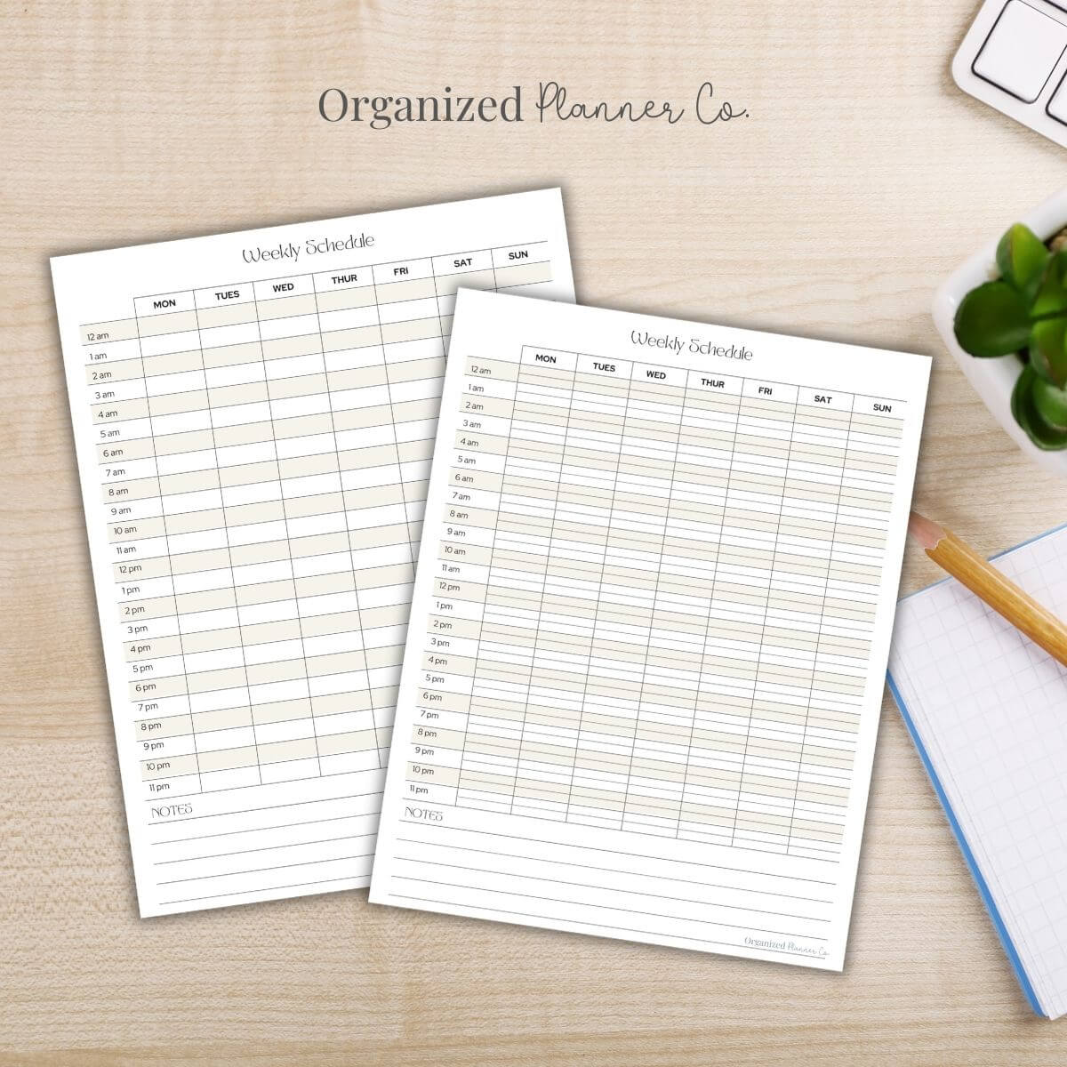 Free printable 24 hour schedules.