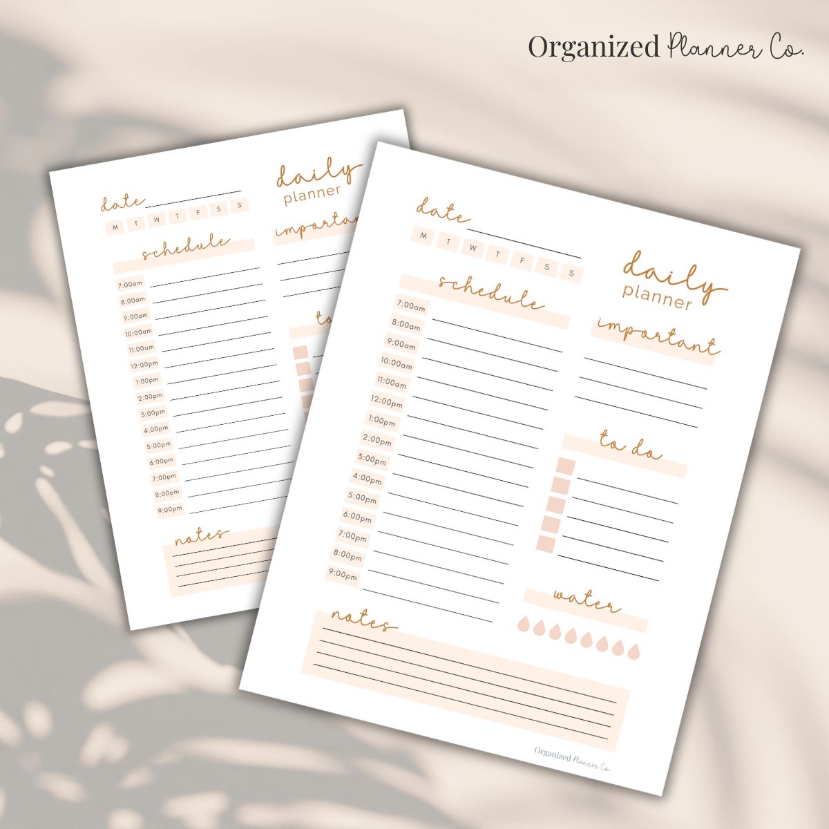 Two free daily printable planner sheets.