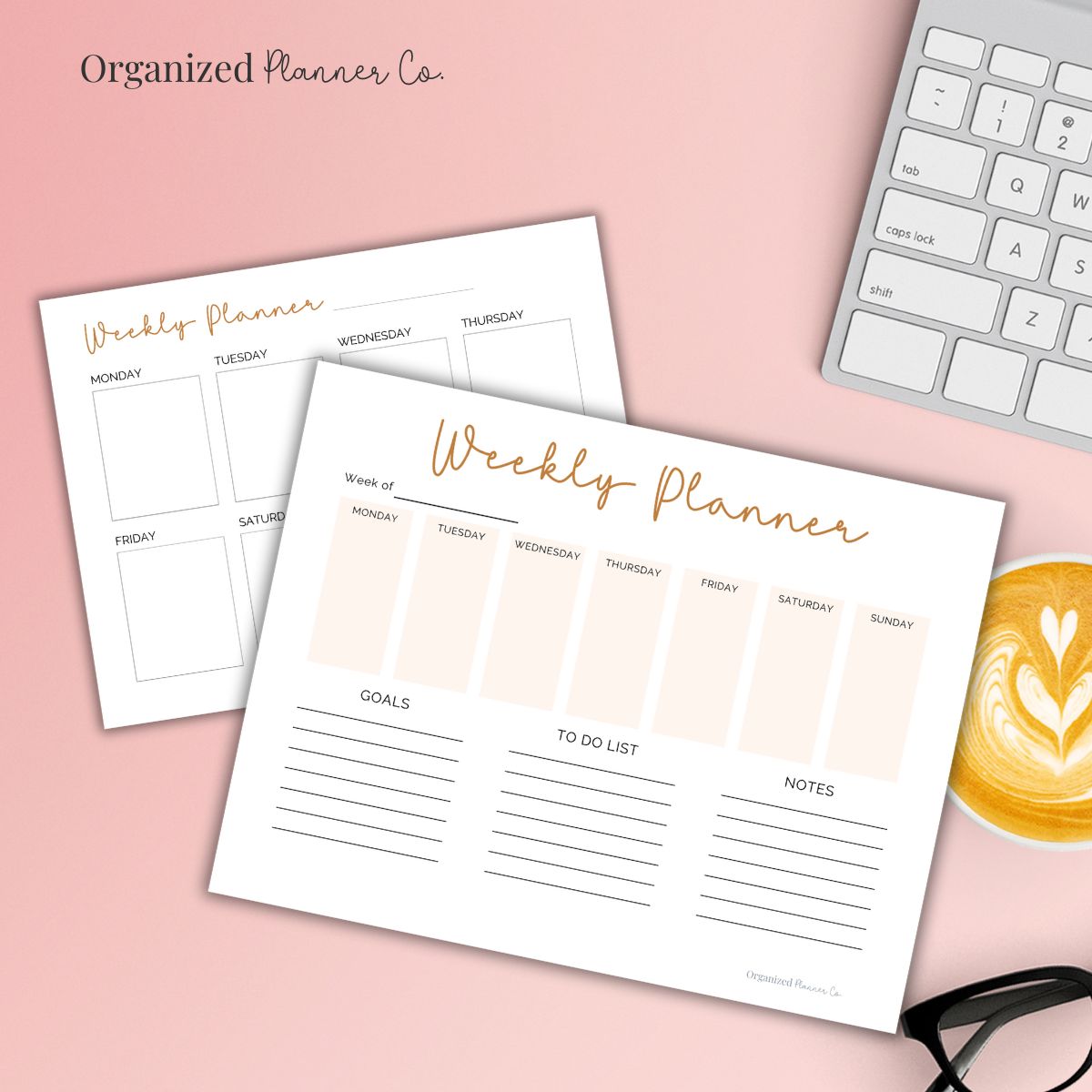 Two printable weekly planner pages.
