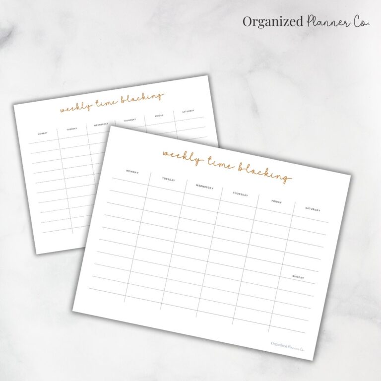 Free Printable Weekly Time Blocking Schedule Template