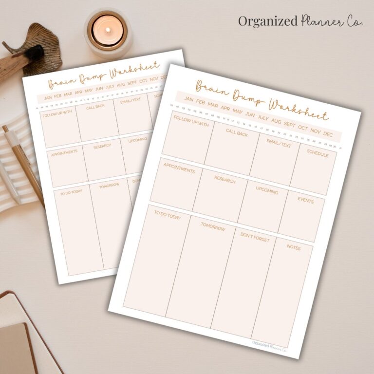 Brain Dump Worksheet (Free Printable)