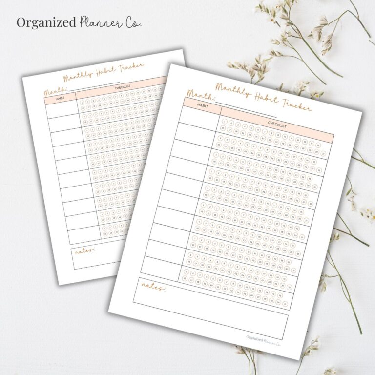 Free Printable Monthly Habit Tracker