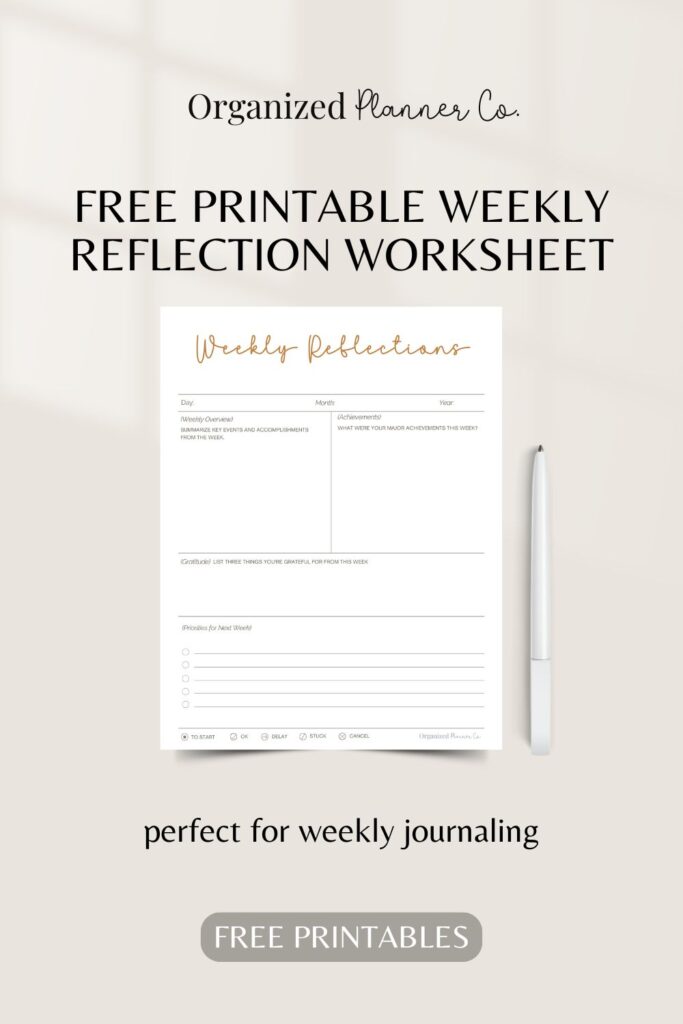 New Week Reflection Free Weekly Reflection Planner Page (to Stay Grounded and Organized ...