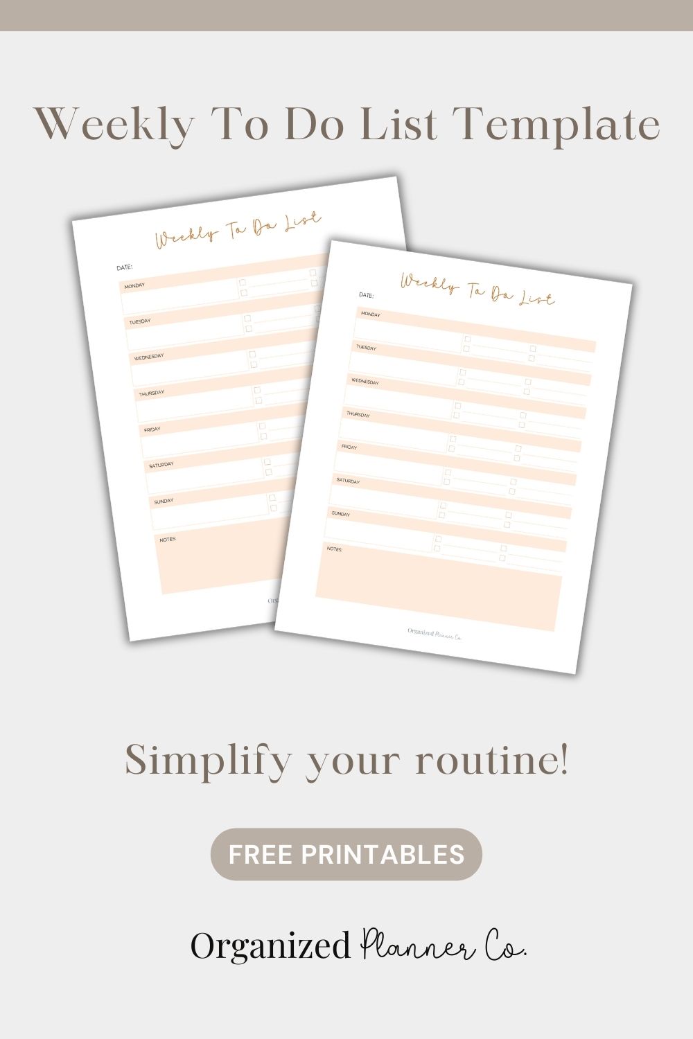 Free Printable Weekly To Do List Template - organizedplannerco.com