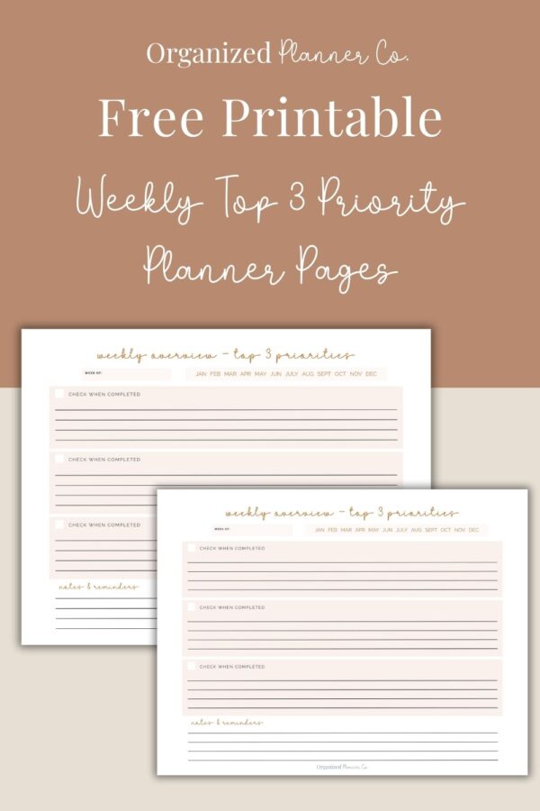 Weekly Overview Top 3 Priorities Printable to Stay Focused All Week ...