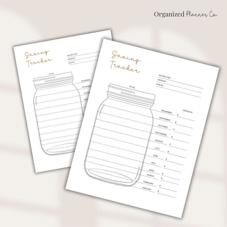 Free Printable Mason Jar Savings Tracker