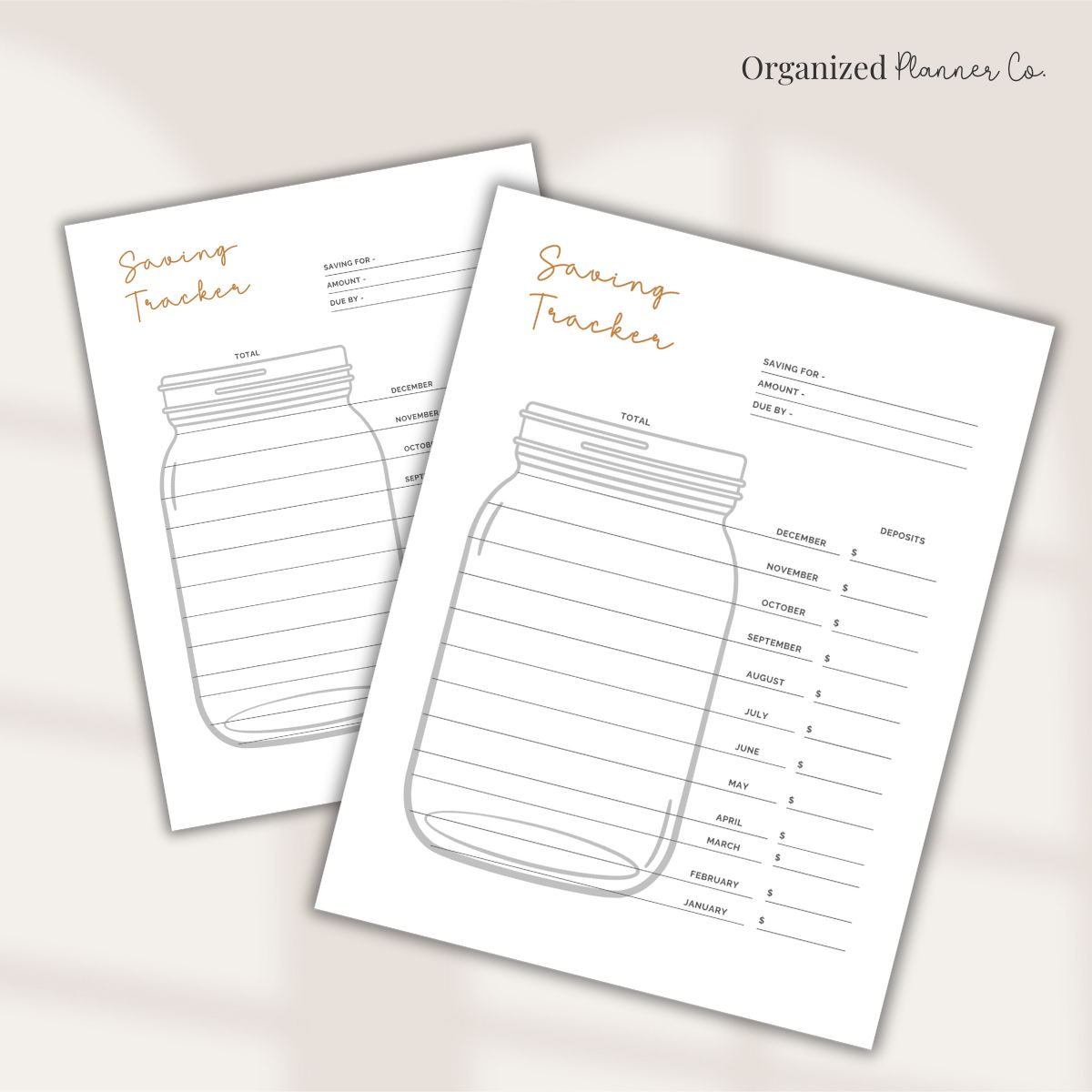 Free Printable Mason Jar Savings Tracker